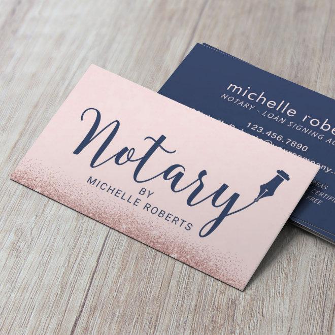 Notary Loan Signing Agent Navy & Blush Rose Gold