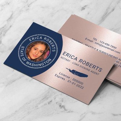 Notary Loan Signing Agent Navy Rose Gold Photo