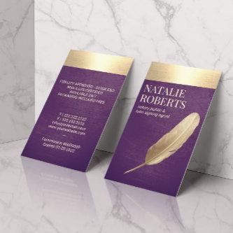 Notary Loan Signing Agent Purple & Gold Quill