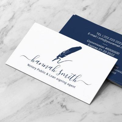Notary Loan Signing Agent Quill Logo Plain Navy