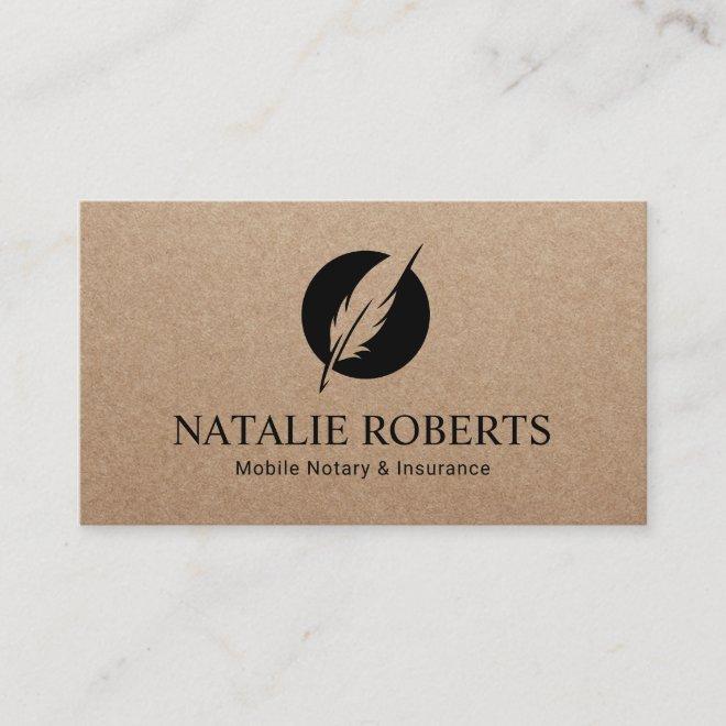Notary Loan Signing Agent Quill Logo Rustic Kraft