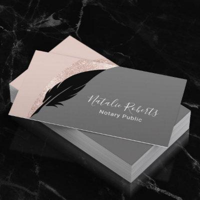 Notary Loan Signing Agent Quill Pen Rose Gold