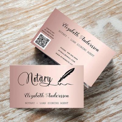 Notary loan signing agent rose gold blush QR code