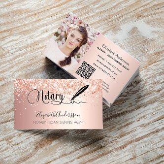 Notary loan signing agent rose gold photo QR code