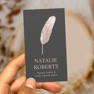 Notary Loan Signing Agent Rose Gold Quill Dark