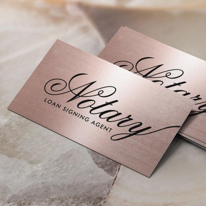 Notary Loan Signing Agent Rose Gold Typography