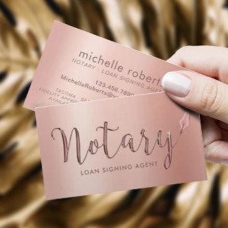 Notary Loan Signing Agent Rose Gold Typography