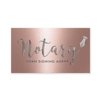 Notary Loan Signing Agent Silver Script Rose Gold