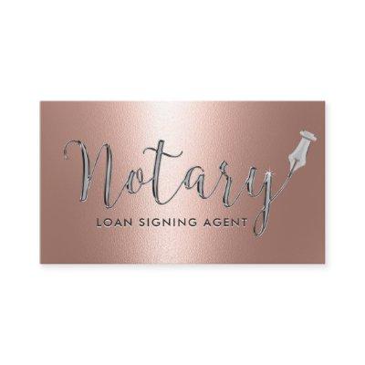 Notary Loan Signing Agent Silver Script Rose Gold