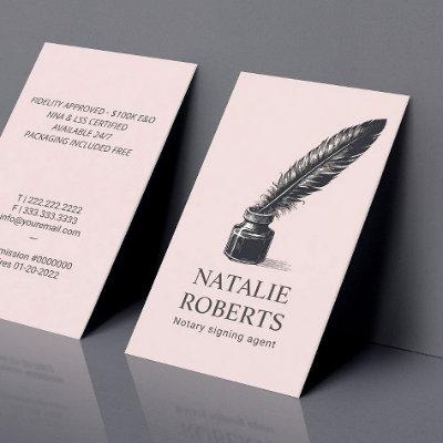 Notary Loan Signing Agent Vintage Quill Pen Blush