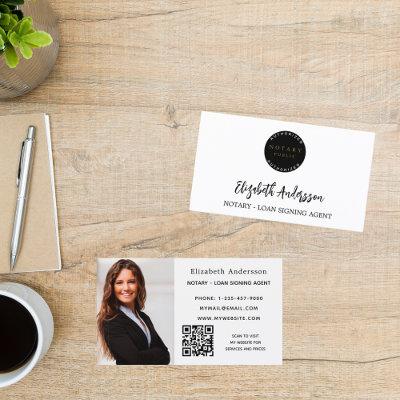 Notary loan signing agent white photo QR logo