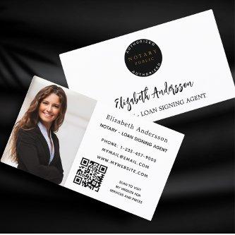 Notary loan signing agent white photo QR logo
