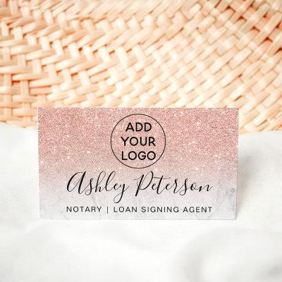 Notary logo typography marble rose gold glitter