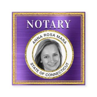 *~* NOTARY PHOTO  METAL PURPLE Signing Agent Squar Square