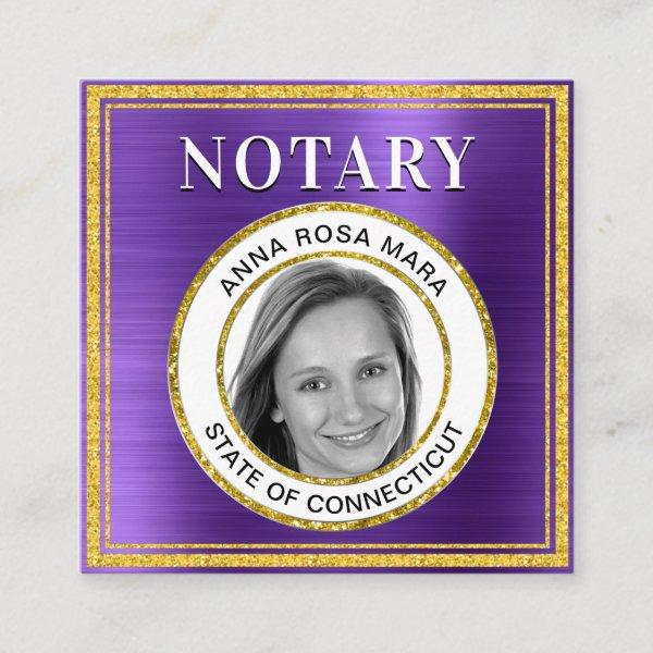 *~* NOTARY PHOTO  METAL PURPLE Signing Agent Squar Square