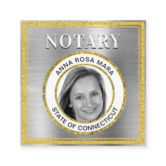 *~* NOTARY PHOTO METAL SILVER Signing Agent Square