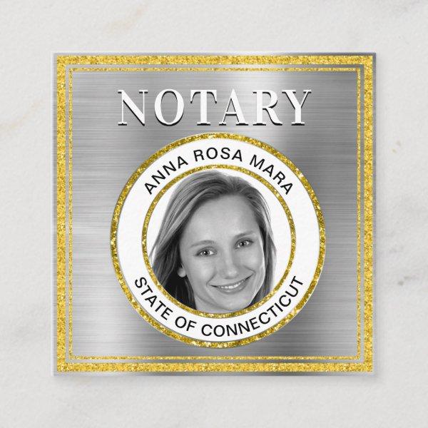 *~* NOTARY PHOTO METAL SILVER Signing Agent Square