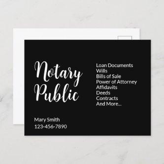 Notary Public Black White Name Business Services Postcard