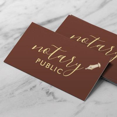 Notary Public Elegant Script Brick Red & Gold