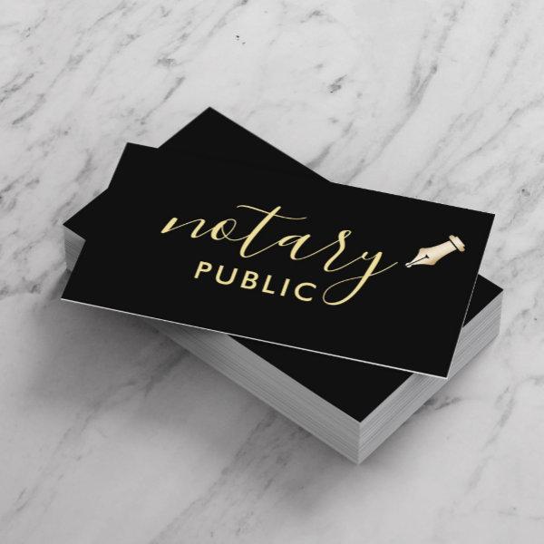 Notary Public Elegant Script Plain Black