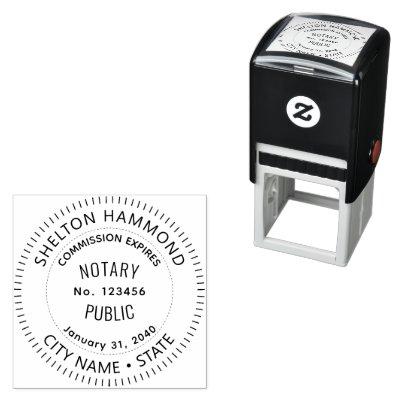 notary public law round black self-inking stamp