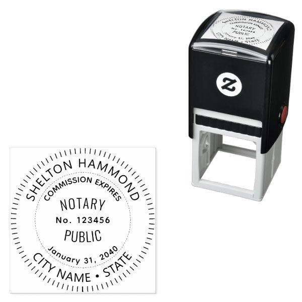notary public law round black self-inking stamp