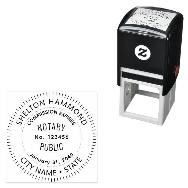 notary public law round black self-inking stamp