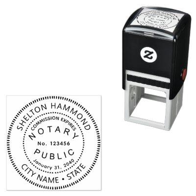 notary public law round black self-inking stamp