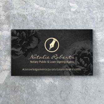 Notary Public Loan Signing Agent Black Floral
