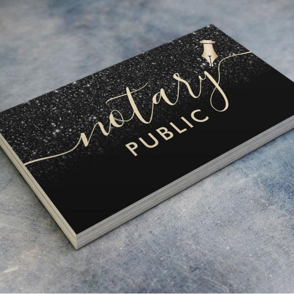 Notary Public Loan Signing Agent Black Glitter