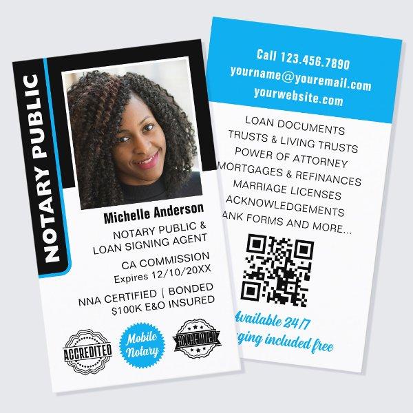 Notary Public Loan Signing Agent Photo ID Blue