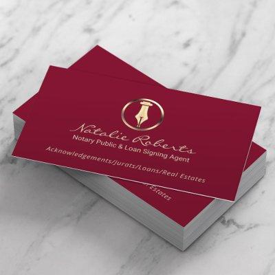 Notary Public Loan Signing Agent Plain Red