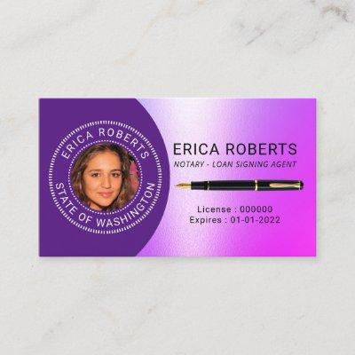 Notary Public Loan Signing Agent Purple Photo