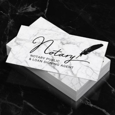 Notary Public Loan Signing Agent Quill Pen Marble
