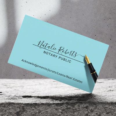 Notary Public Minimalist Script Signature Aqua