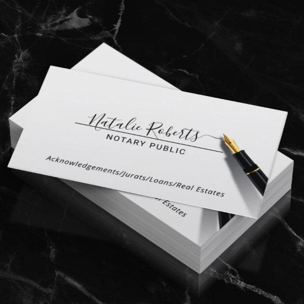 Notary Public Minimalist Script Signature Silver