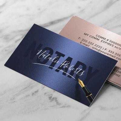 Notary Public Modern Signature Navy & Rose Gold