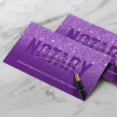 Notary Public Purple Glitter Elegant Signature