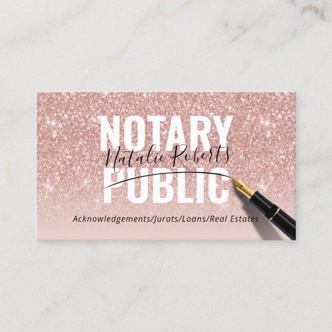 Notary Public Rose Gold Glitter Elegant Signature