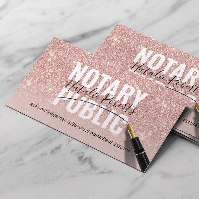 Notary Public Rose Gold Glitter Elegant Signature