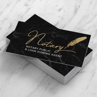 Notary Public Signing Agent Gold Quill Pen Marble