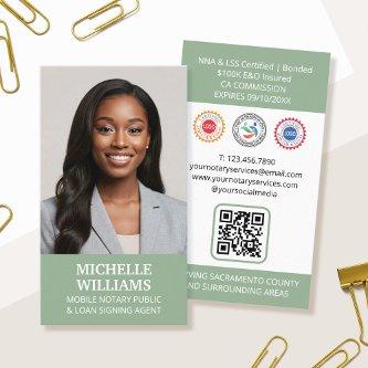 Notary Public Signing Agent Photo QR Code Green