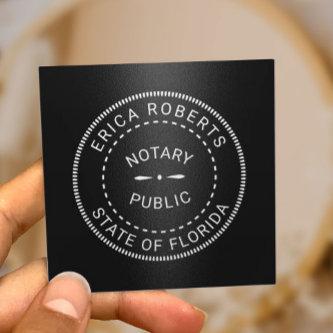 Notary Public Stamp Elegant Black Metallic Square