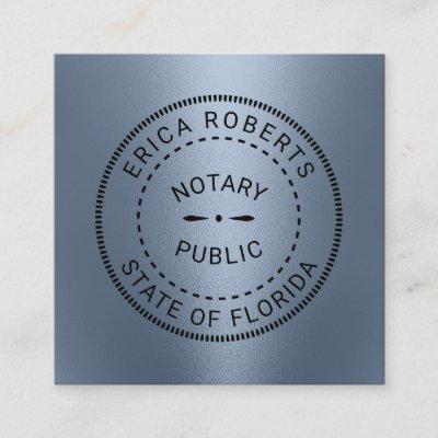 Notary Public Stamp Modern Dusty Blue Metallic Square
