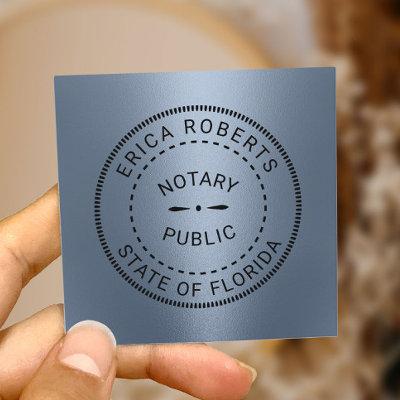 Notary Public Stamp Modern Dusty Blue Metallic Square