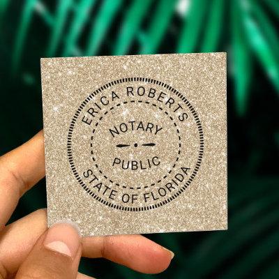 Notary Public Stamp Modern Gold Glitter Square