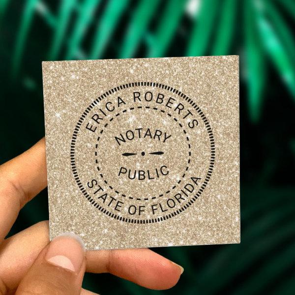 Notary Public Stamp Modern Gold Glitter Square