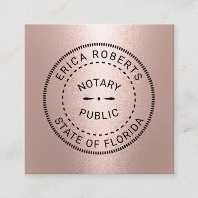 Notary Public Stamp Modern Rose Gold Metallic Square