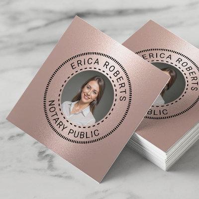 Notary Public Stamp Modern Rose Gold Photo Square