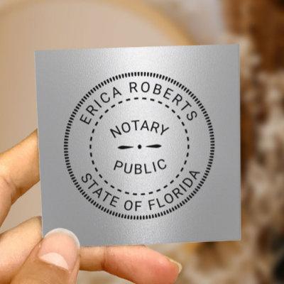 Notary Public Stamp Modern Silver Metallic Square